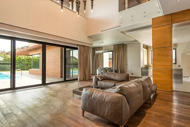 Sliding glass door in a home