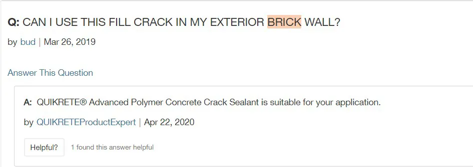 Quikrete advanced polymer concrete crack sealant could use to seal the gap of brick wall
