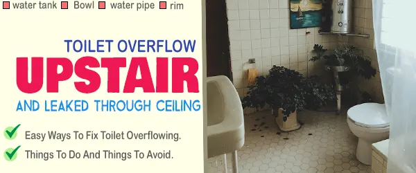 upstairs toilet overflowed and leaked through ceiling