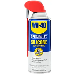 WD-40 lubricant to remove rust from the shed door hinges. 